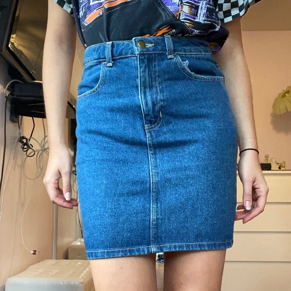Denim mini skirt with stretch